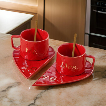 Cütlük Çay/Qəhvə Fincanları – "Mr & Mrs" Dizayn