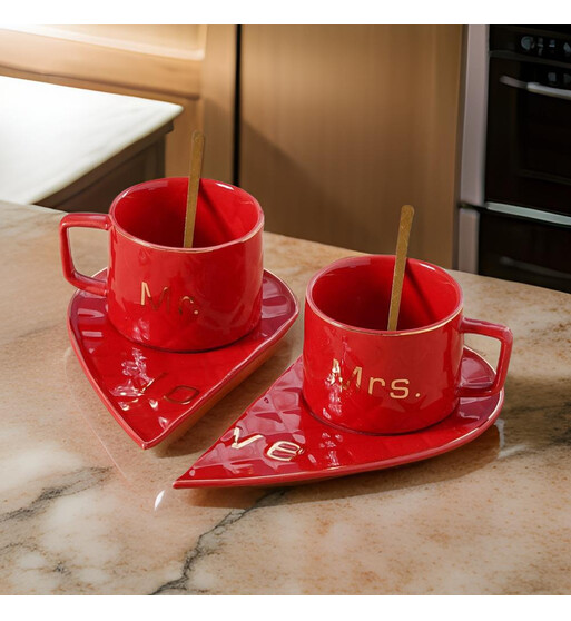 Cütlük Çay/Qəhvə Fincanları – "Mr & Mrs" Dizayn