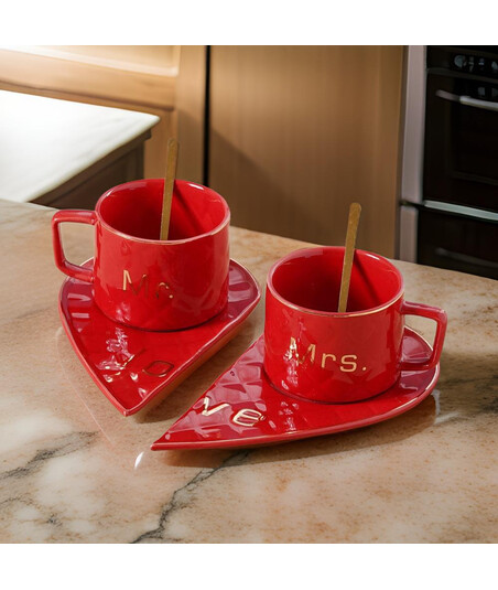 Cütlük Çay/Qəhvə Fincanları – "Mr & Mrs" Dizayn