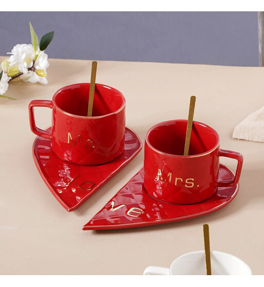 Cütlük Çay/Qəhvə Fincanları – "Mr & Mrs" Dizayn