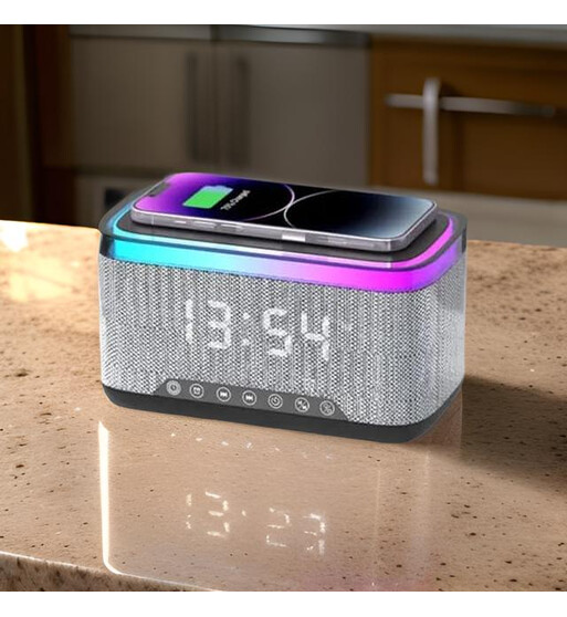 Multifunksional Bluetooth Kolonka və Powerbank – Simsiz Şarj və Rəngli İşıq