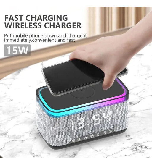 Multifunksional Bluetooth Kolonka və Powerbank – Simsiz Şarj və Rəngli İşıq