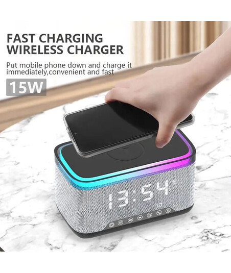 Multifunksional Bluetooth Kolonka və Powerbank – Simsiz Şarj və Rəngli İşıq