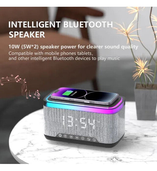 Multifunksional Bluetooth Kolonka və Powerbank – Simsiz Şarj və Rəngli İşıq