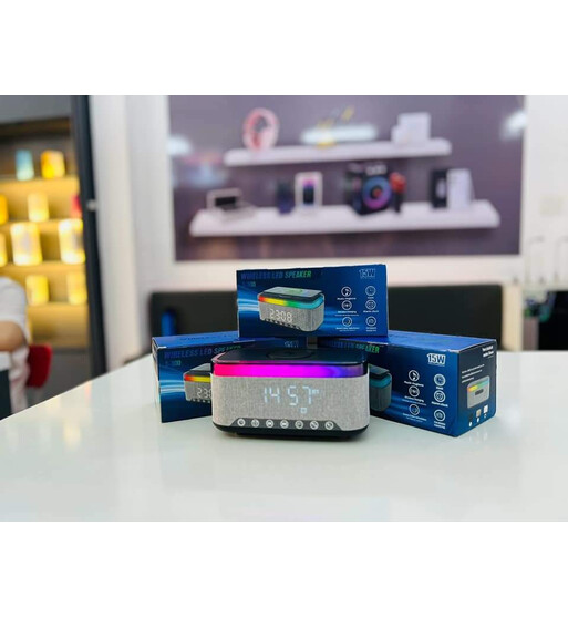 Multifunksional Bluetooth Kolonka və Powerbank – Simsiz Şarj və Rəngli İşıq