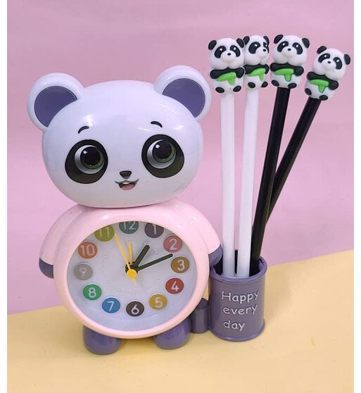 Panda Dizaynlı Qələm Qabı və Budilnik