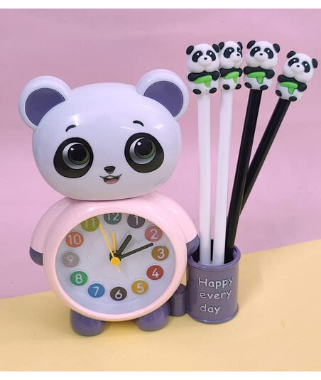 Panda Dizaynlı Qələm Qabı və Budilnik