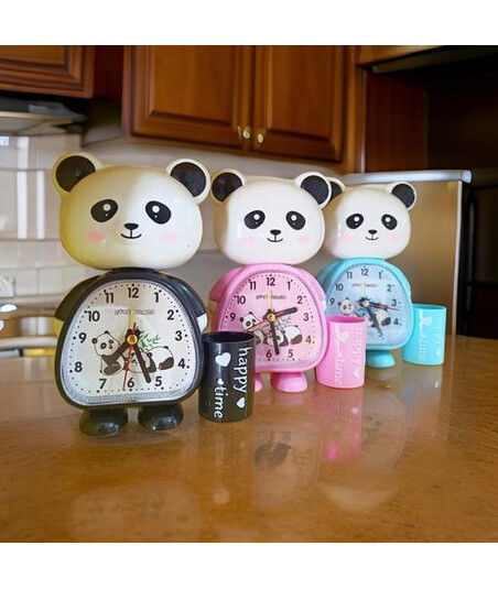 Panda Dizaynlı Qələm Qabı və Budilnik