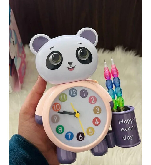 Panda Dizaynlı Qələm Qabı və Budilnik