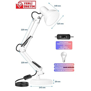 Stol Üstü Metal Lampa – Fırlanan Başlıqlı və LED İşıqlı