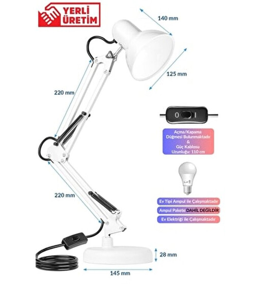 Stol Üstü Metal Lampa – Fırlanan Başlıqlı və LED İşıqlı