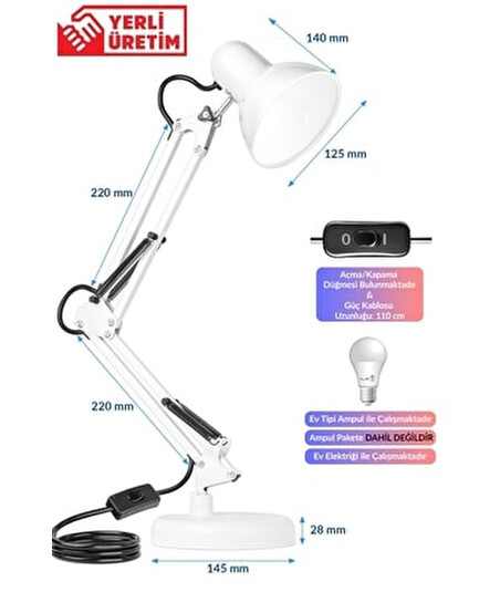 Stol Üstü Metal Lampa – Fırlanan Başlıqlı və LED İşıqlı