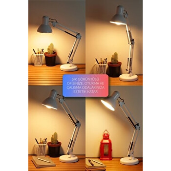 Stol Üstü Metal Lampa – Fırlanan Başlıqlı və LED İşıqlı