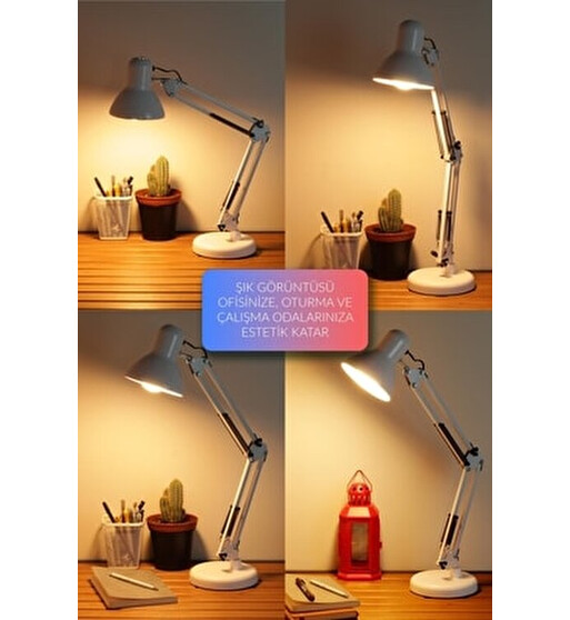 Stol Üstü Metal Lampa – Fırlanan Başlıqlı və LED İşıqlı