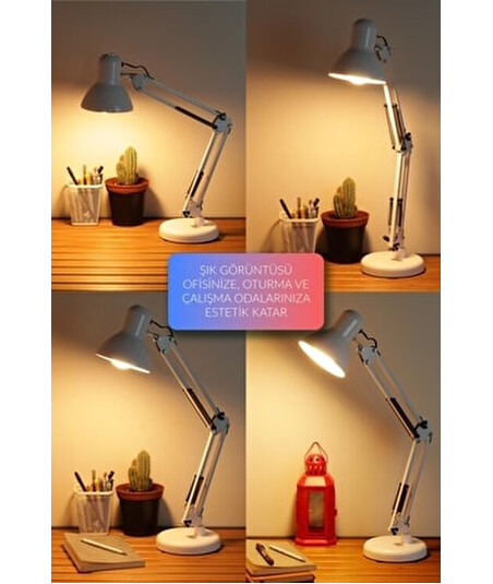 Stol Üstü Metal Lampa – Fırlanan Başlıqlı və LED İşıqlı