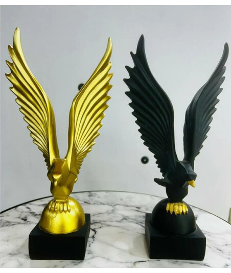 Stol Üstü Dekorativ Qartal Fiquru – Resin Material, 25 sm, Qızıl, Qara, Ağ